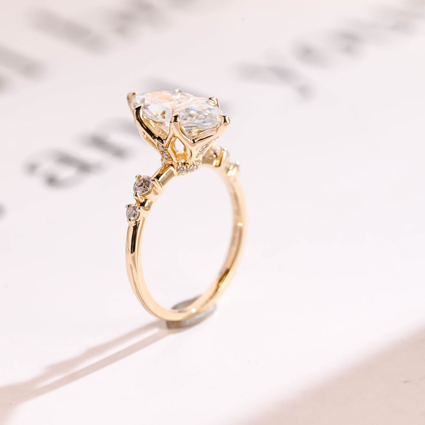 3 CT Marquise Cut Hidden Halo Moissanite Engagement Ring