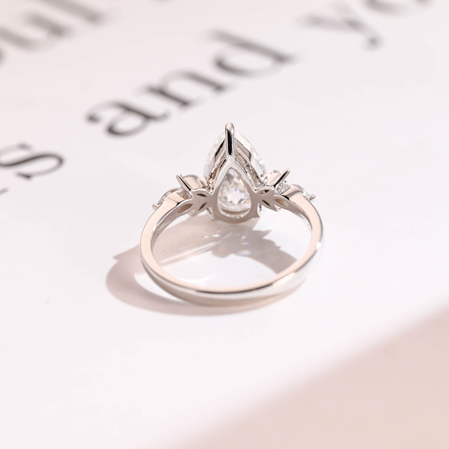 4.0 CT Pear Cut Cluster Moissanite Engagement Ring