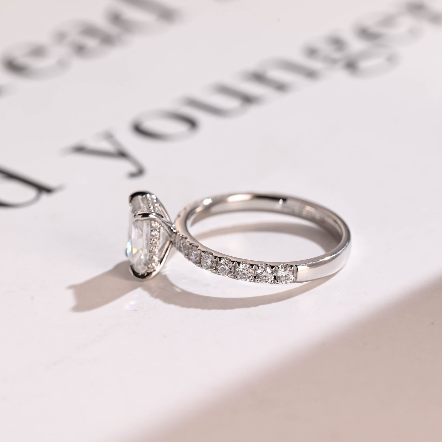 3.5 CT Radiant Cut Hidden Halo Moissanite Engagement Ring