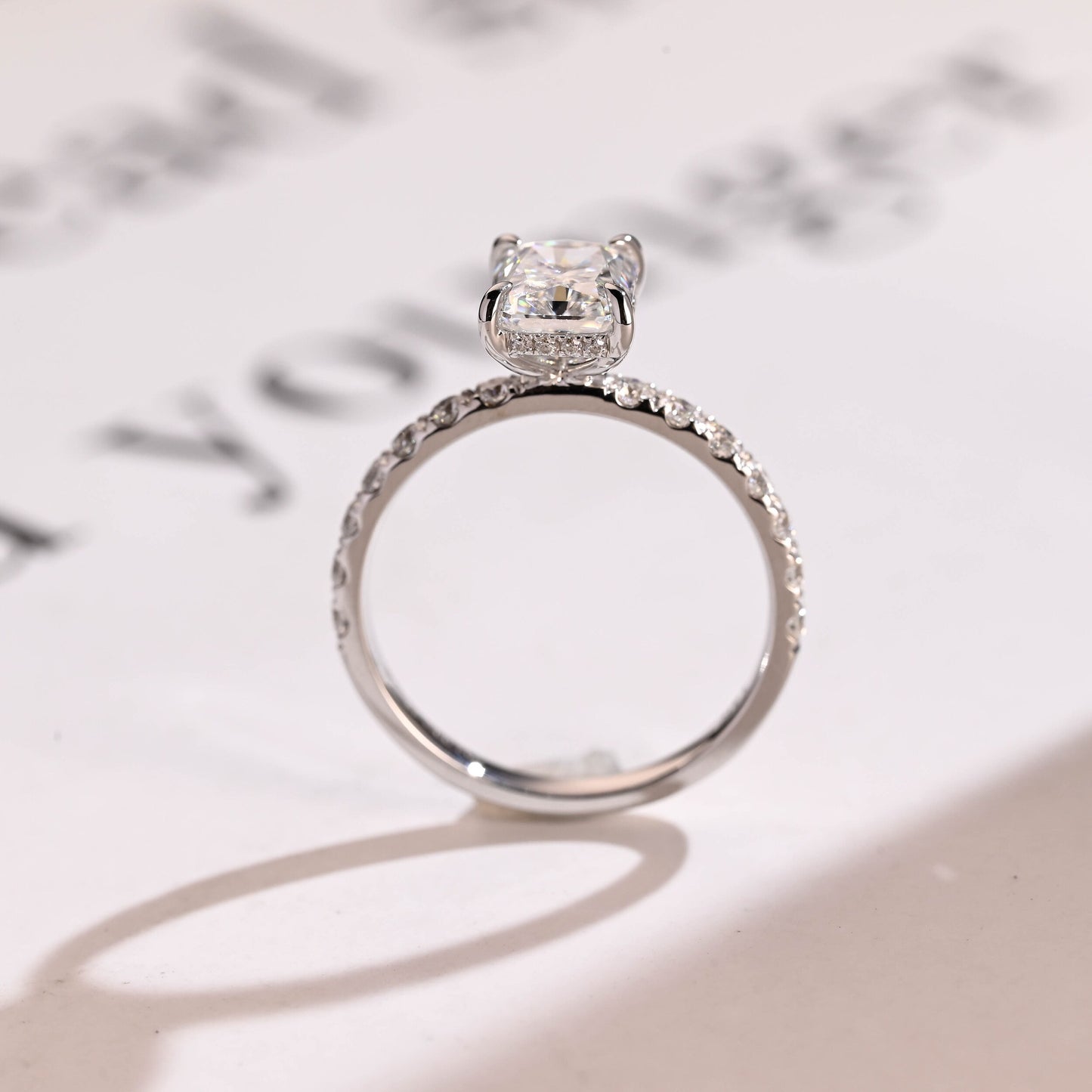 3.5 CT Radiant Cut Hidden Halo Moissanite Engagement Ring