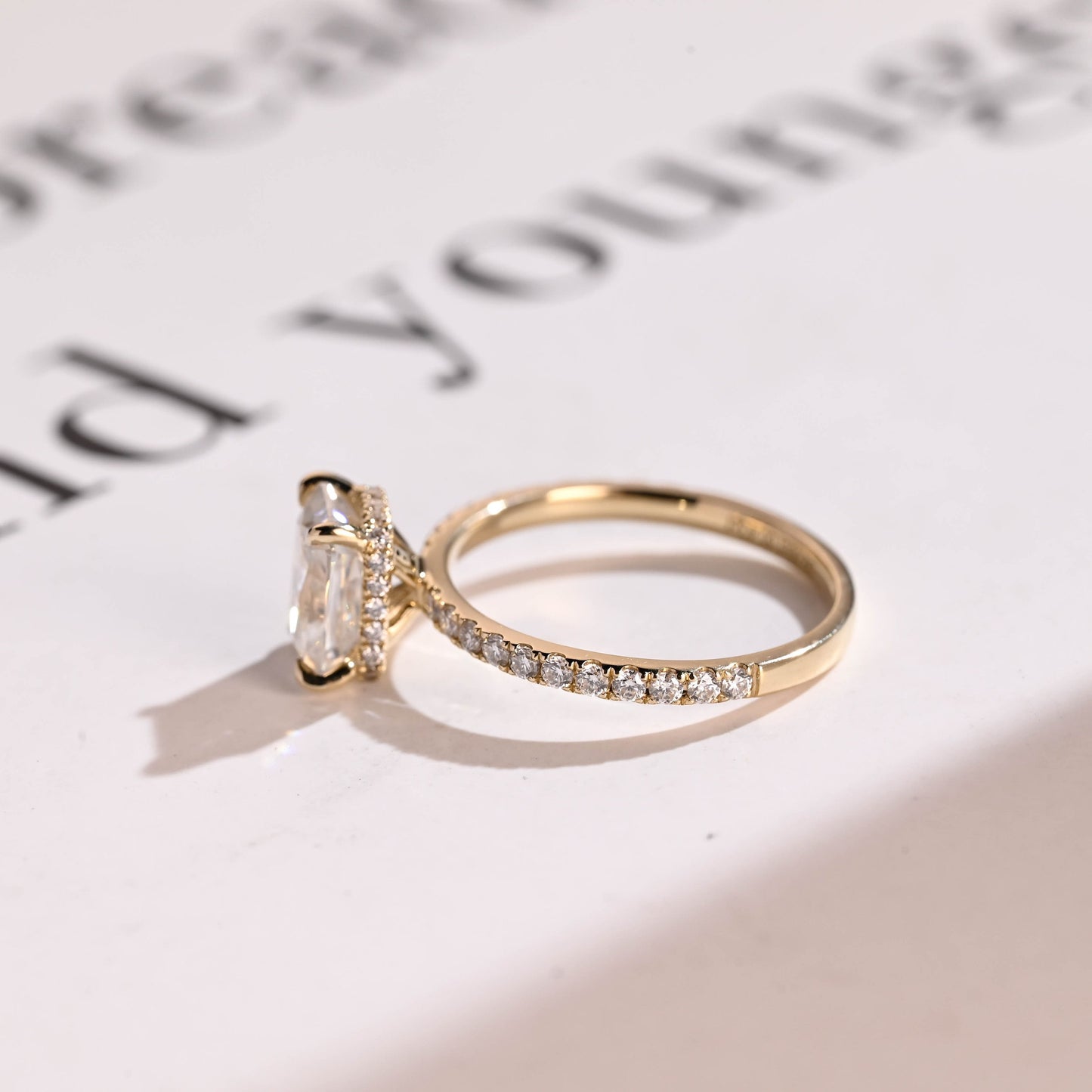 3.5 CT Radiant Cut Hidden Halo Moissanite Engagement Ring