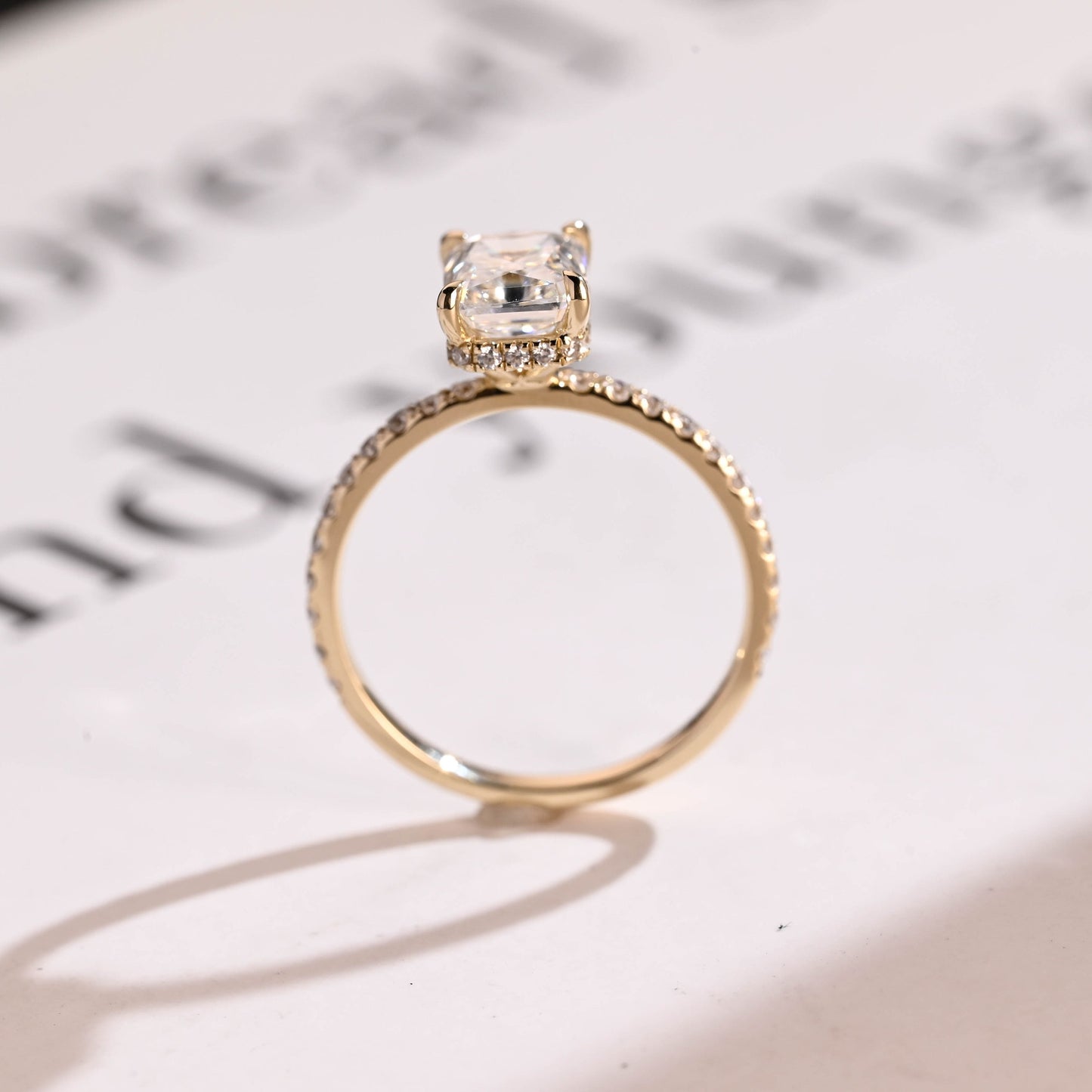 3.5 CT Radiant Cut Hidden Halo Moissanite Engagement Ring