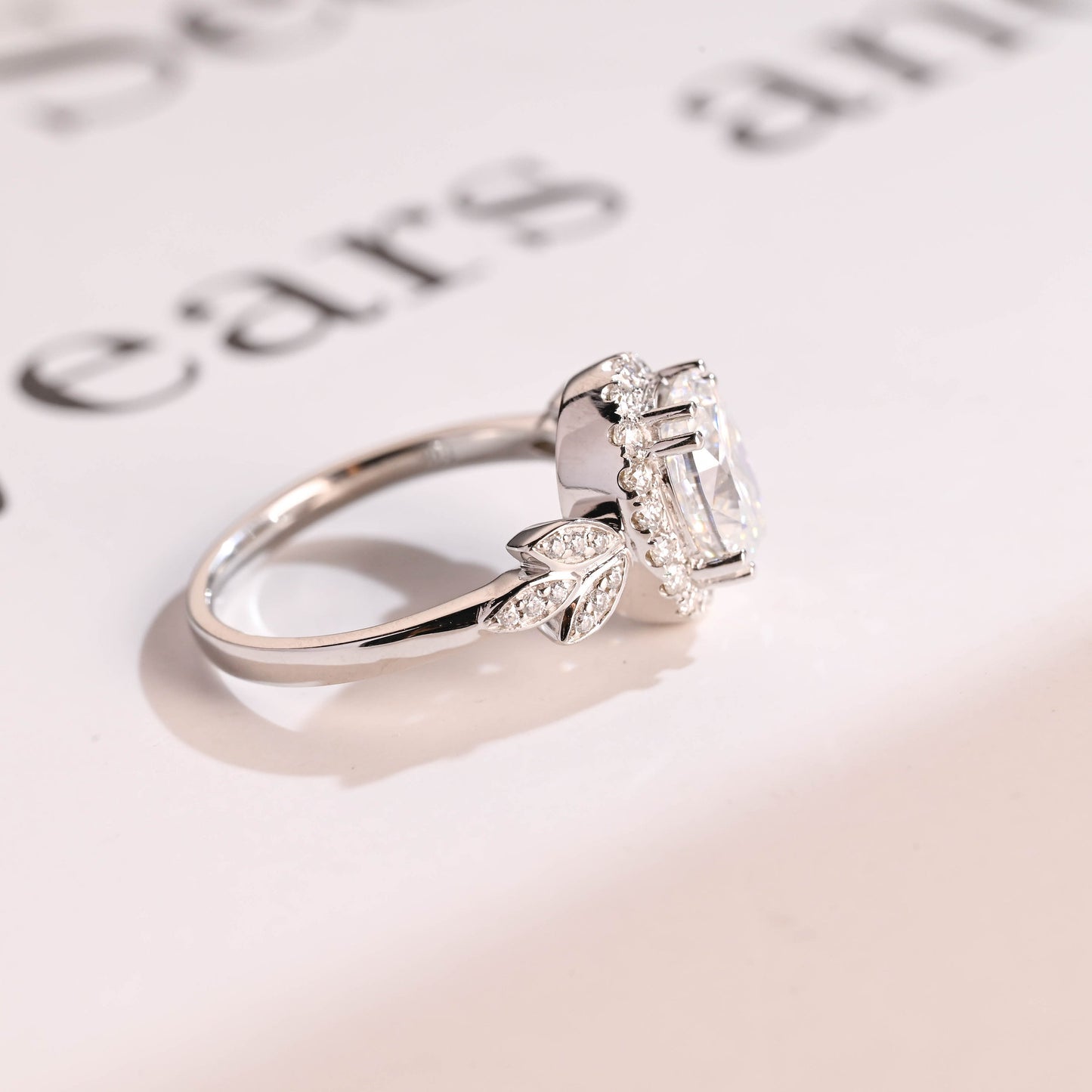 3.5 CT Oval Cut Halo Vintage Moissanite Engagement Ring