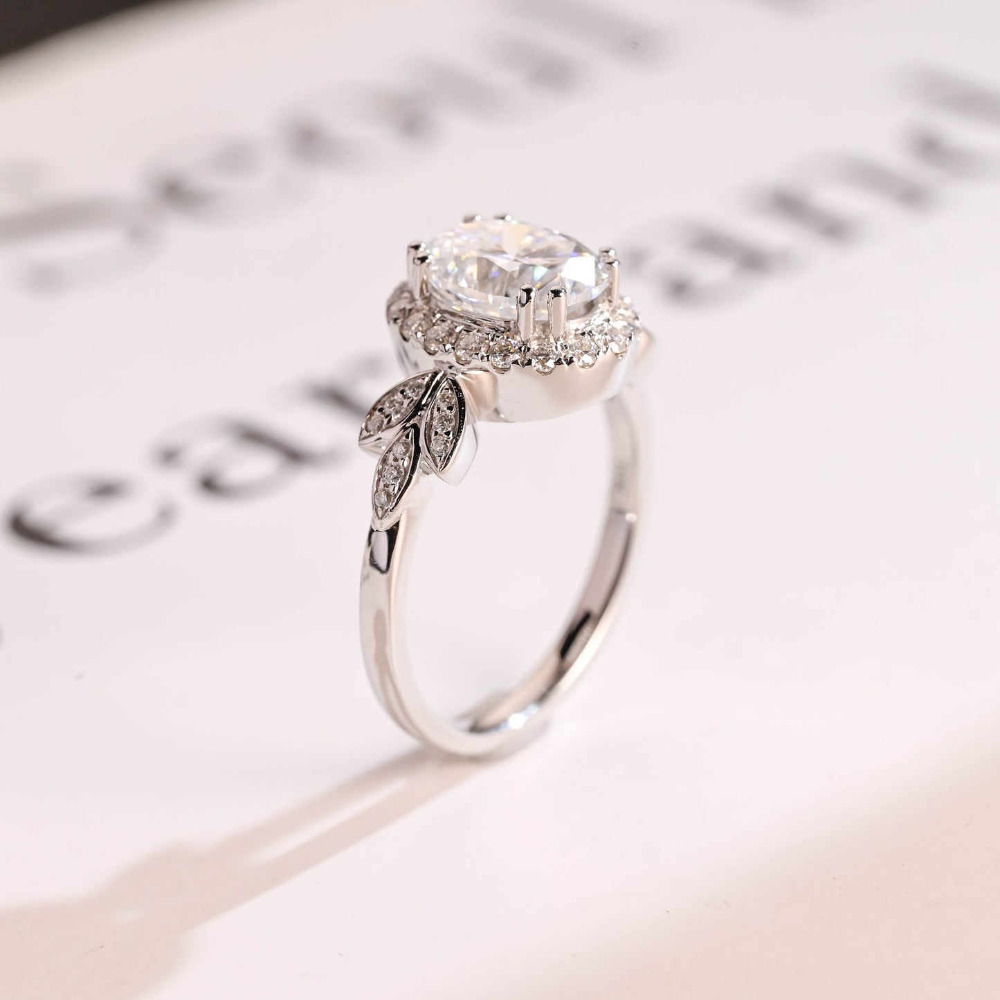 3.5 CT Oval Cut Halo Vintage Moissanite Engagement Ring