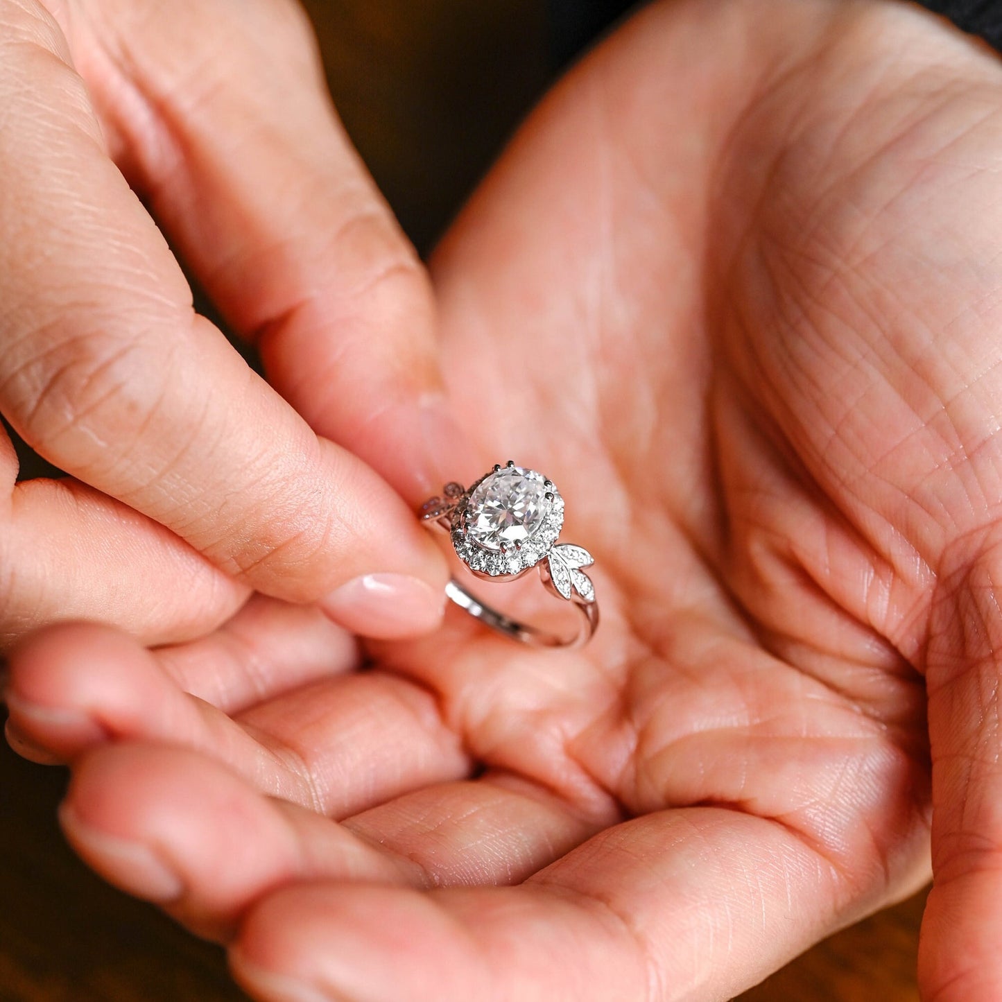 3.5 CT Oval Cut Halo Vintage Moissanite Engagement Ring