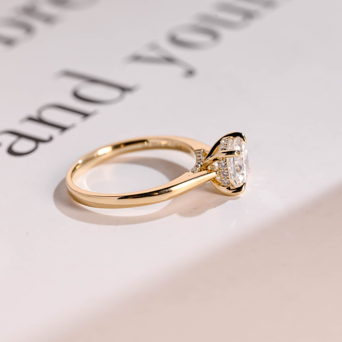 5.0 CT Cushion Cut Hidden Halo Moissanite Engagement Ring
