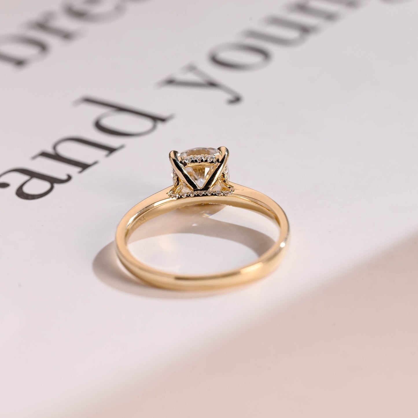 5.0 CT Cushion Cut Hidden Halo Moissanite Engagement Ring