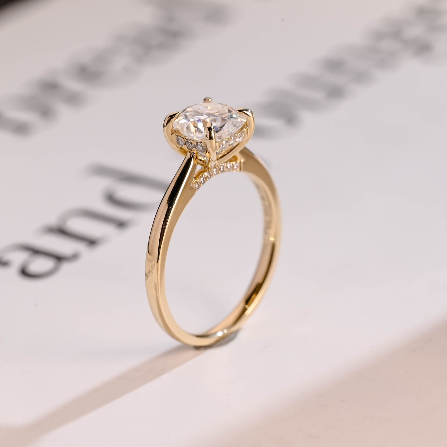 5.0 CT Cushion Cut Hidden Halo Moissanite Engagement Ring