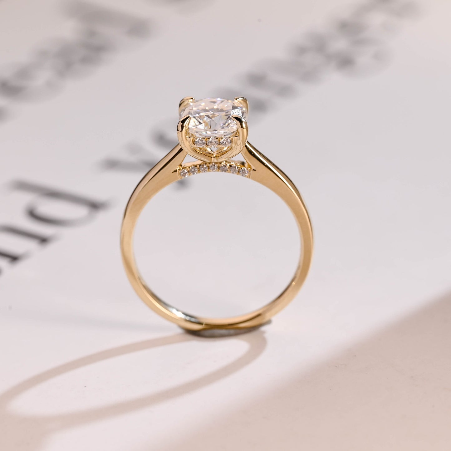 5.0 CT Cushion Cut Hidden Halo Moissanite Engagement Ring