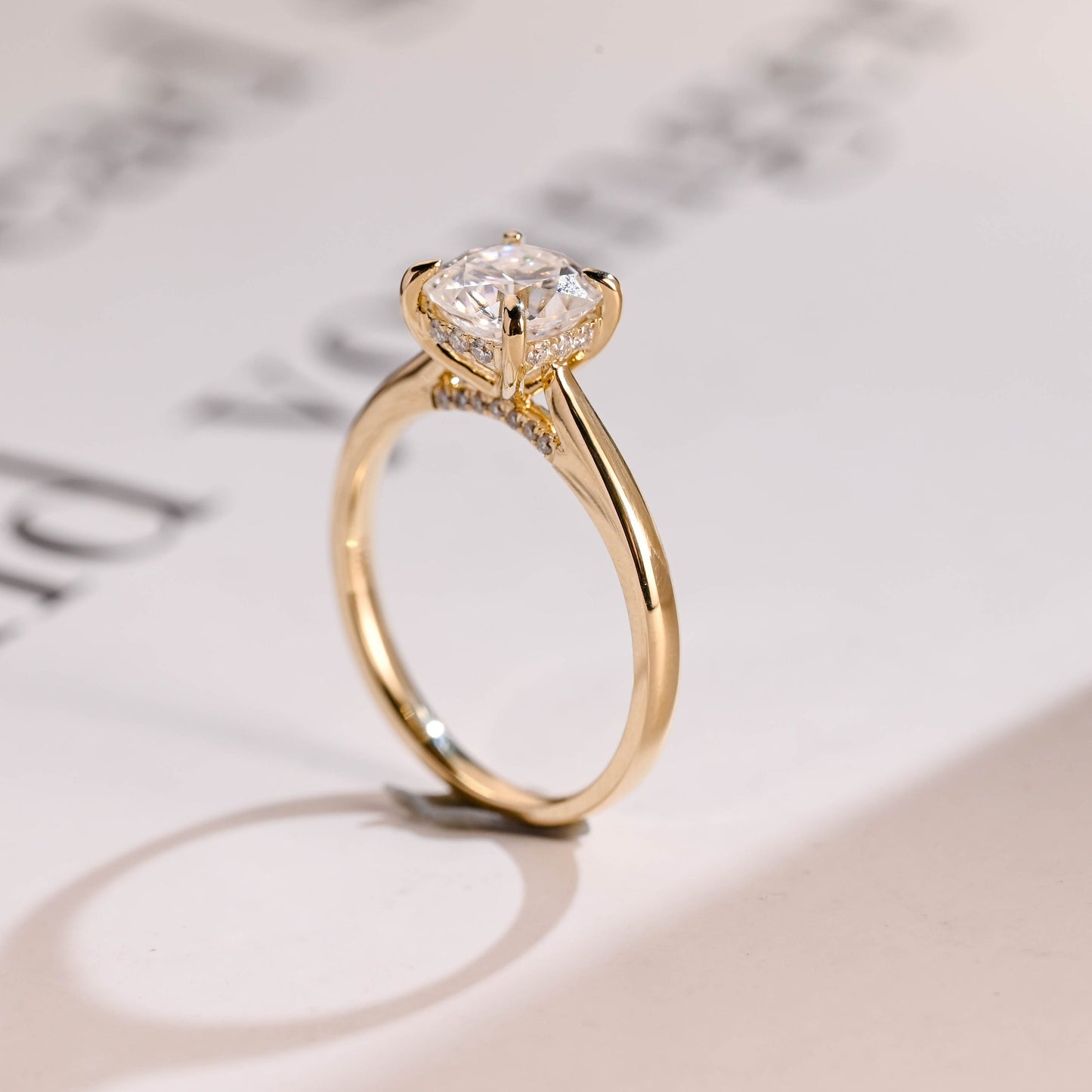 5.0 CT Cushion Cut Hidden Halo Moissanite Engagement Ring