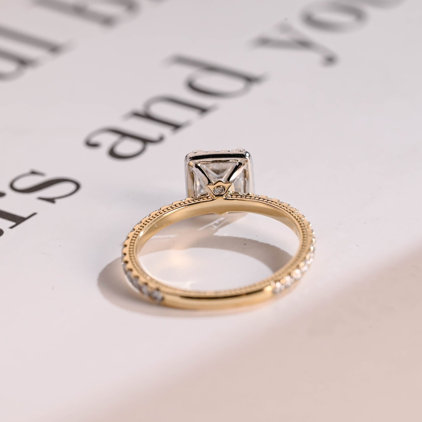 1.5 CT Princess Cut Halo Moissanite Engagement Ring