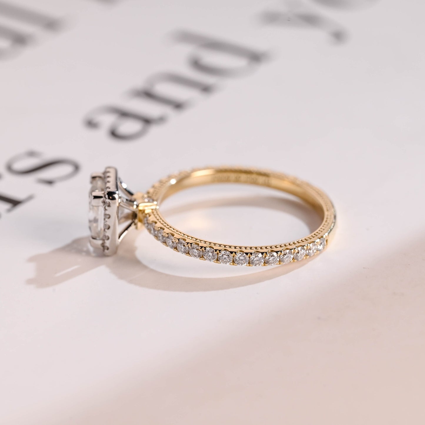 1.5 CT Princess Cut Halo Moissanite Engagement Ring