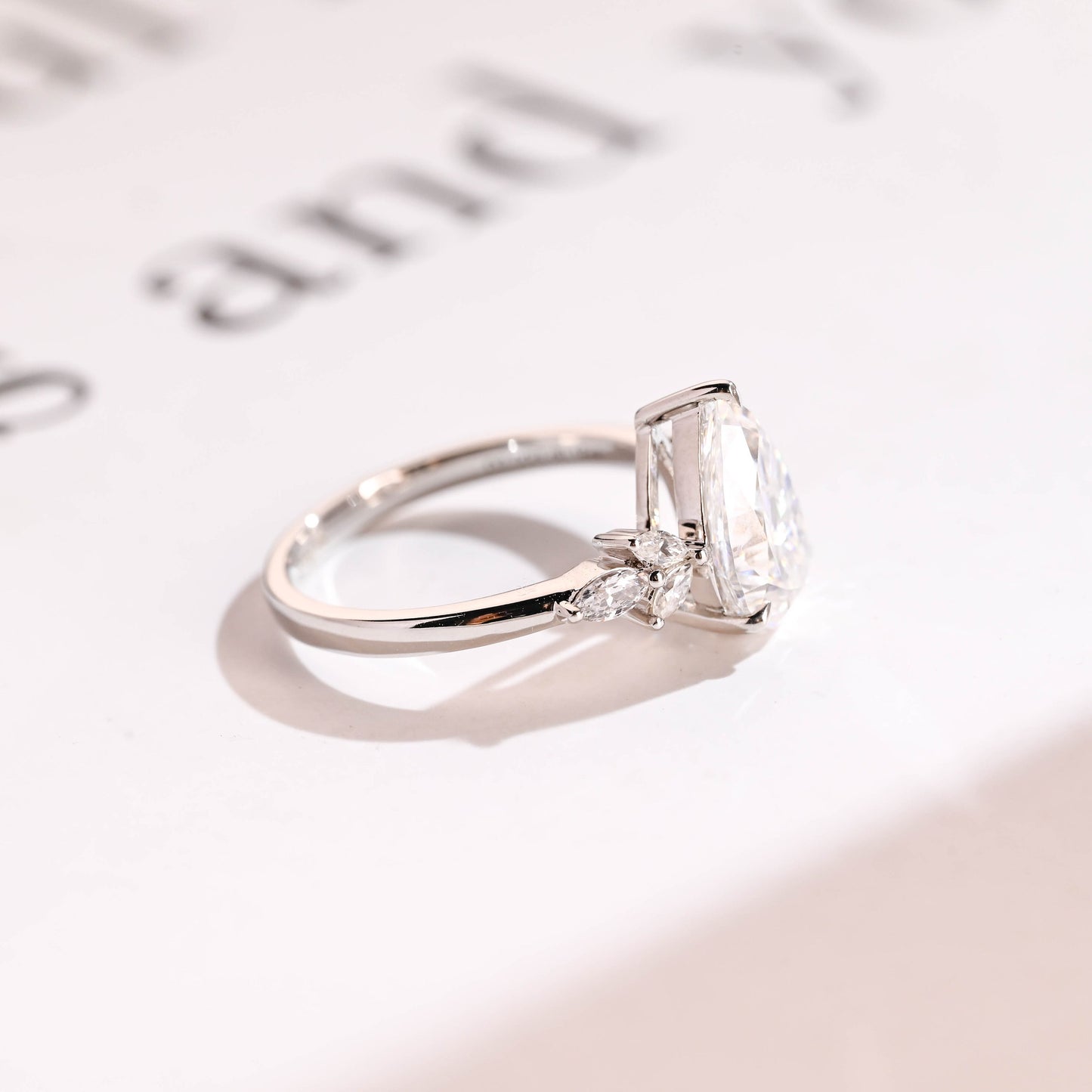 4.0 CT Pear Cut Cluster Moissanite Engagement Ring