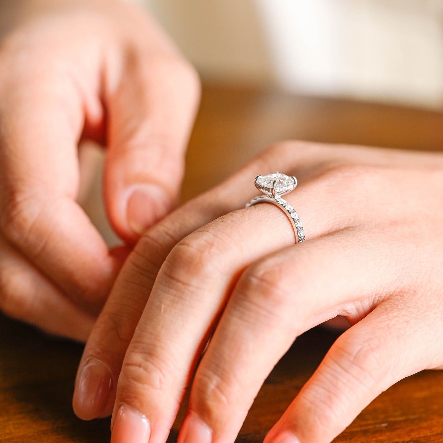 3.5 CT Radiant Cut Hidden Halo Moissanite Engagement Ring