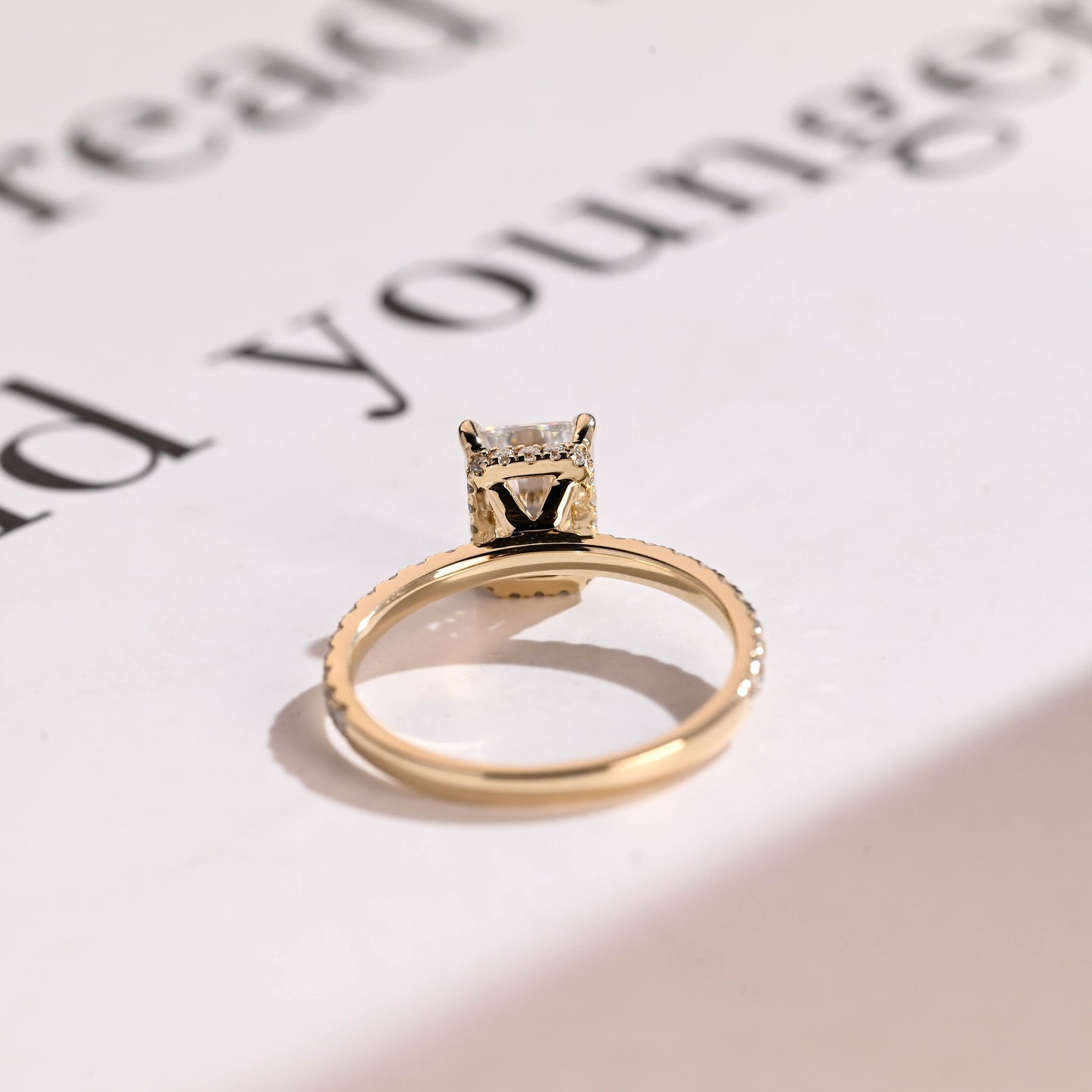 3.5 CT Radiant Cut Hidden Halo Moissanite Engagement Ring