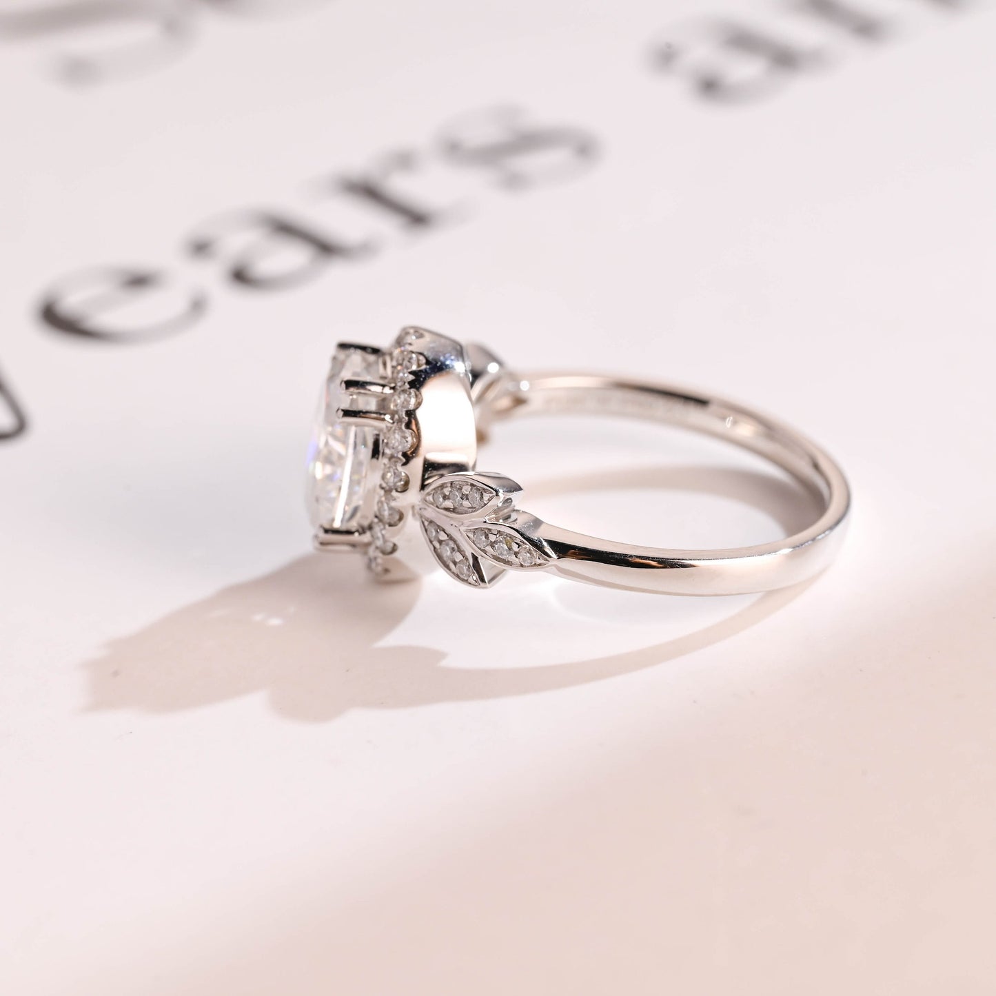 3.5 CT Oval Cut Halo Vintage Moissanite Engagement Ring