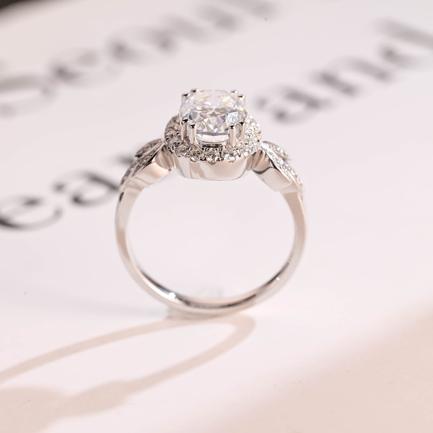 3.5 CT Oval Cut Halo Vintage Moissanite Engagement Ring