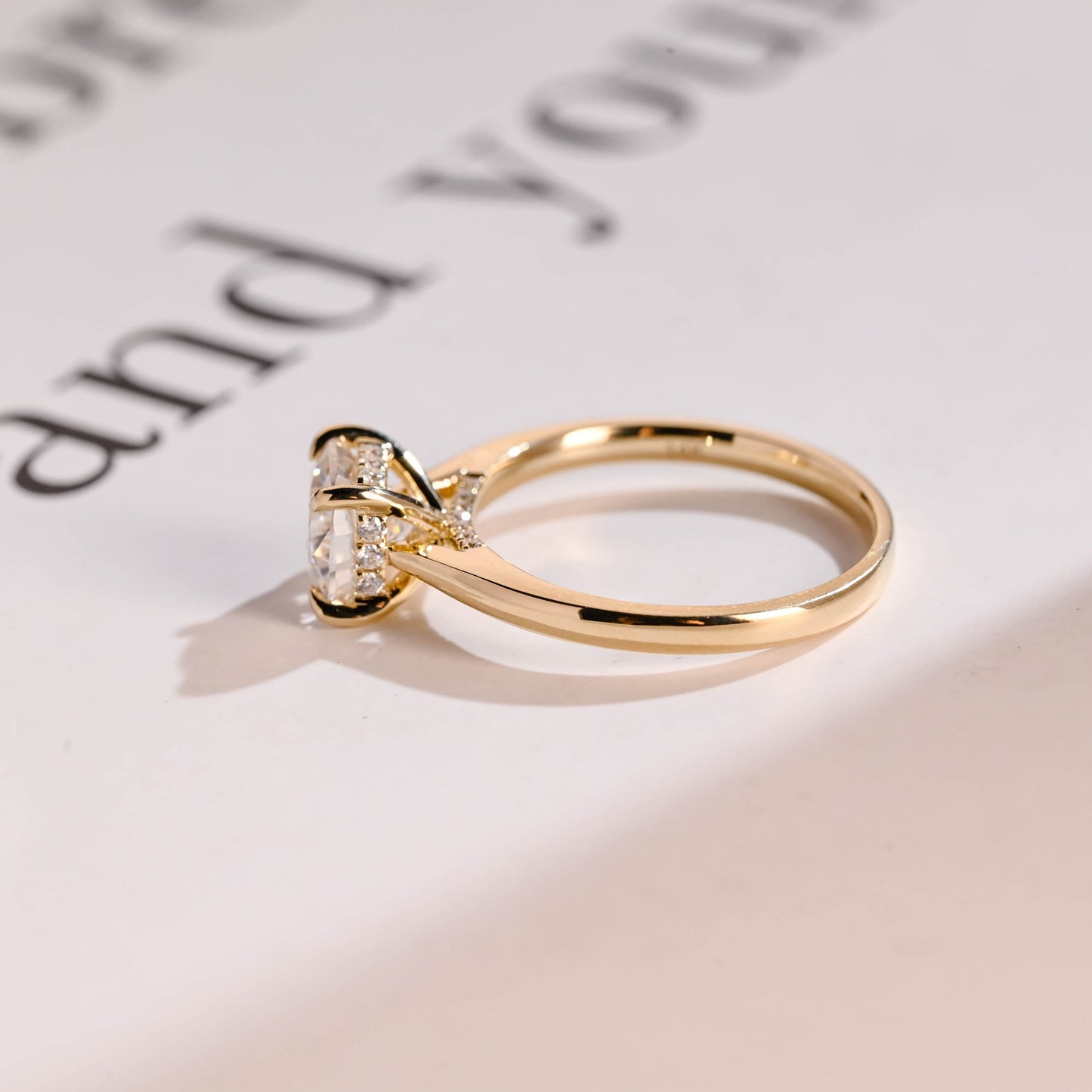 5.0 CT Cushion Cut Hidden Halo Moissanite Engagement Ring