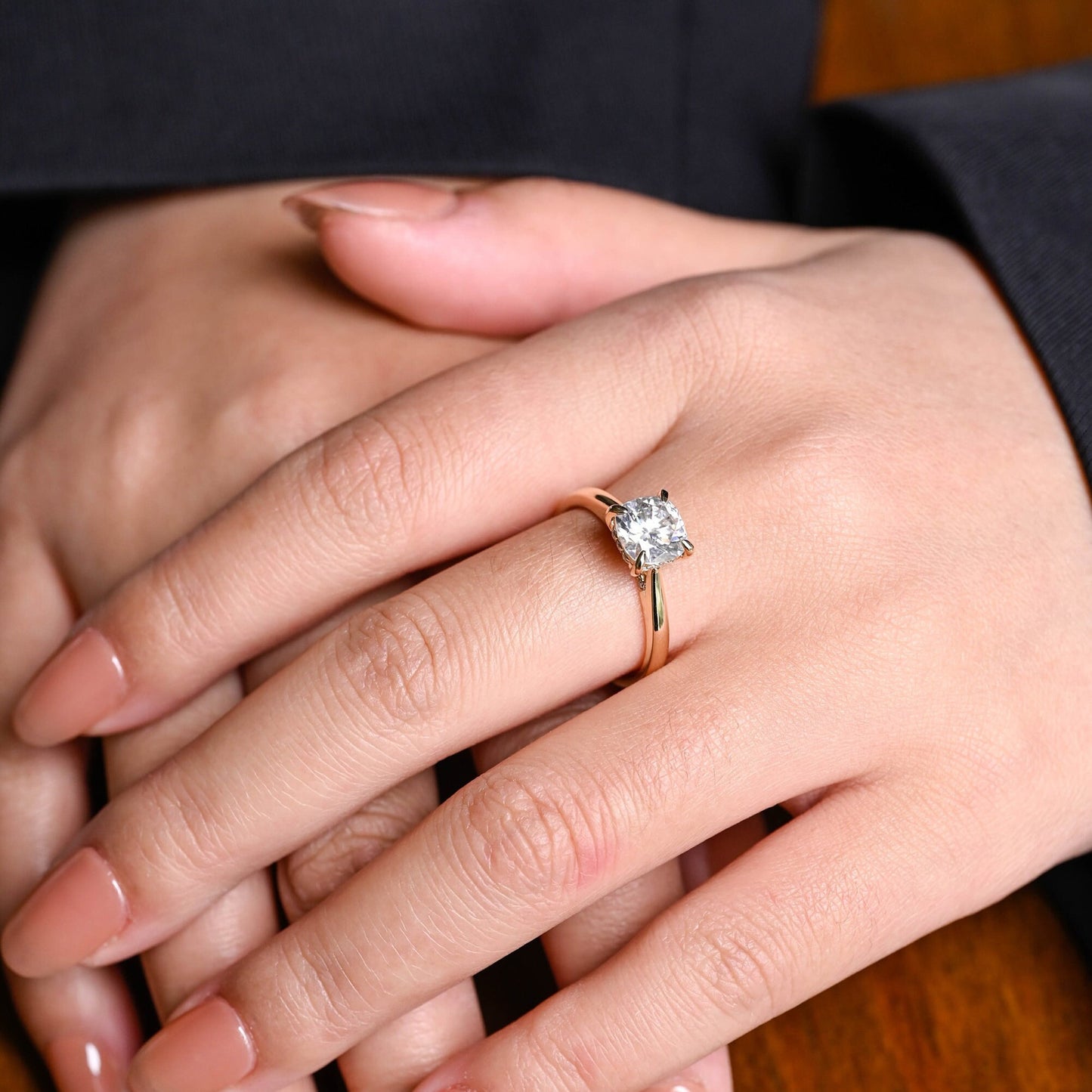 5.0 CT Cushion Cut Hidden Halo Moissanite Engagement Ring