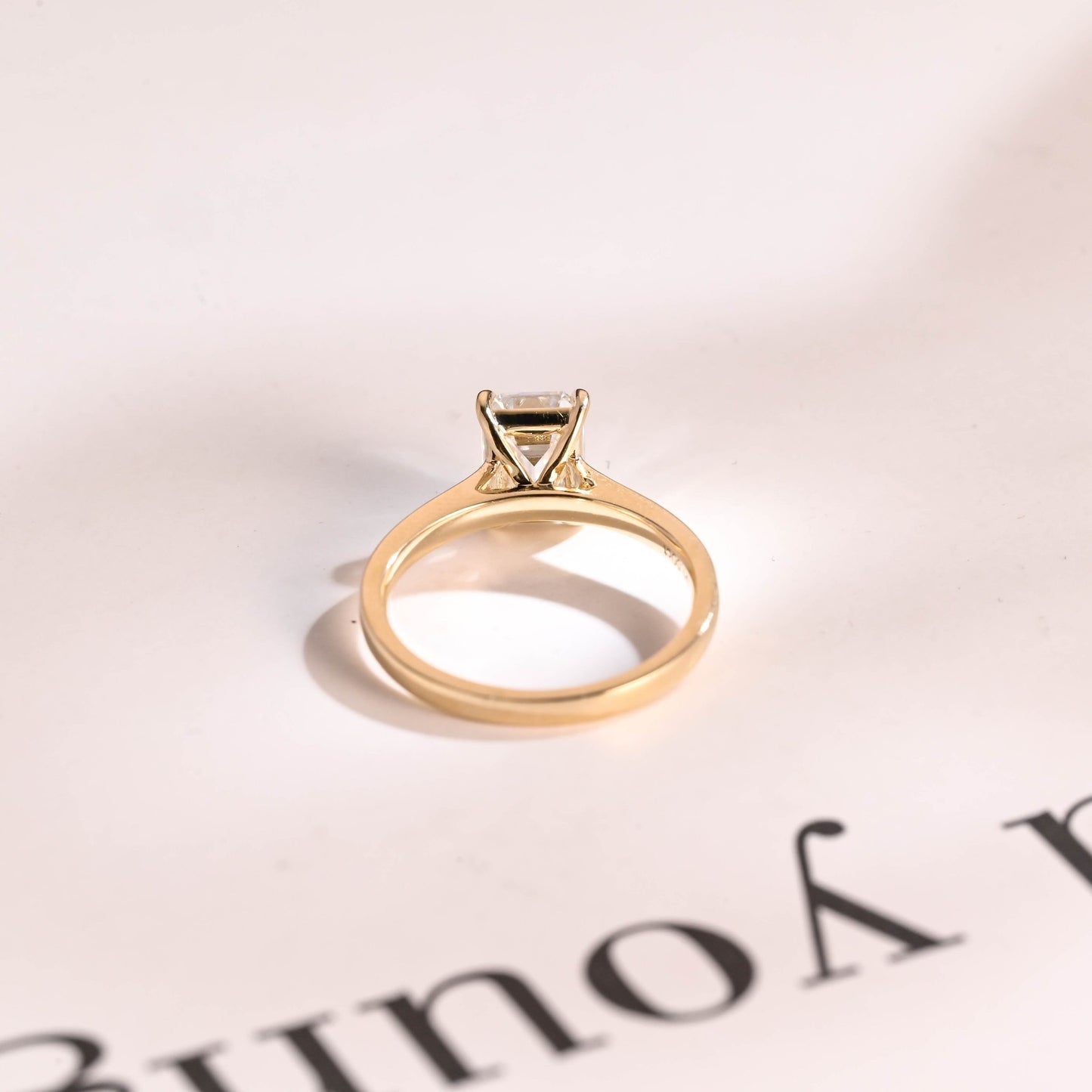 2.0 CT Emerald Cut Solitaire Moissanite Engagement Ring