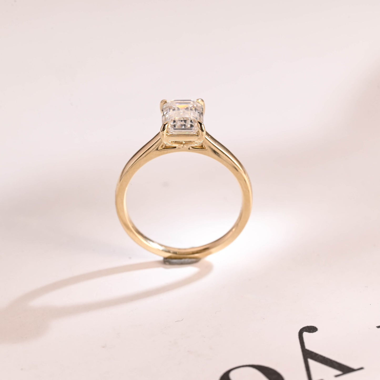 2.0 CT Emerald Cut Solitaire Moissanite Engagement Ring