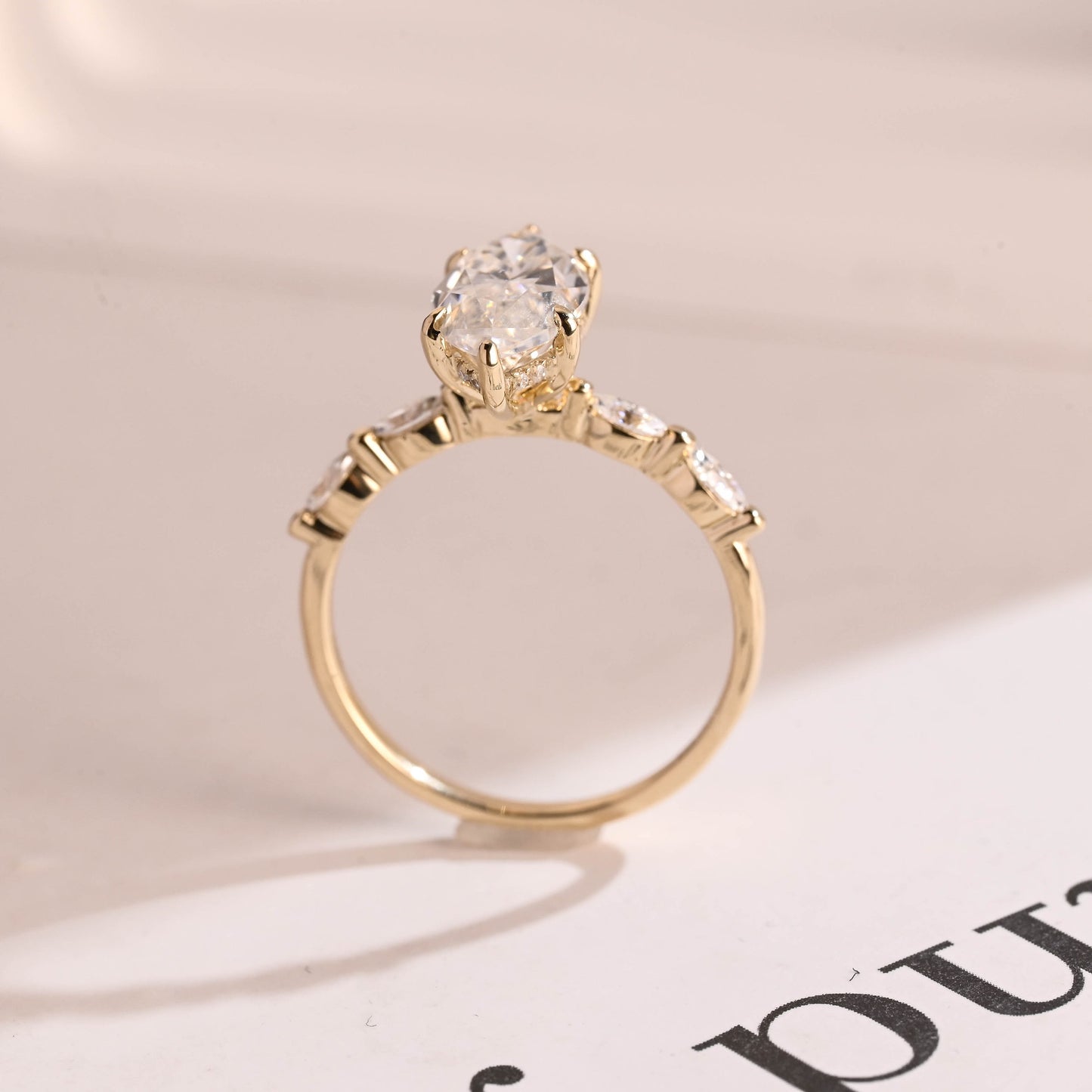 3 CT Marquise Cut Hidden Halo Moissanite Engagement Ring