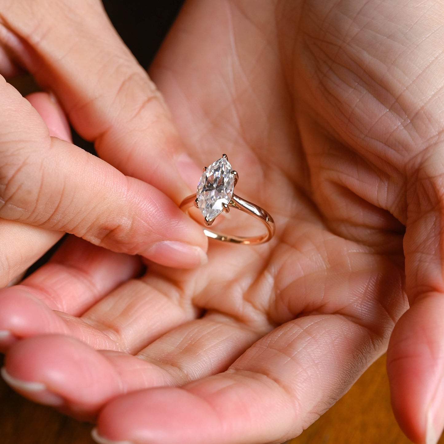 3.0 CT Marquise Cut Solitaire Moissanite Engagement Ring