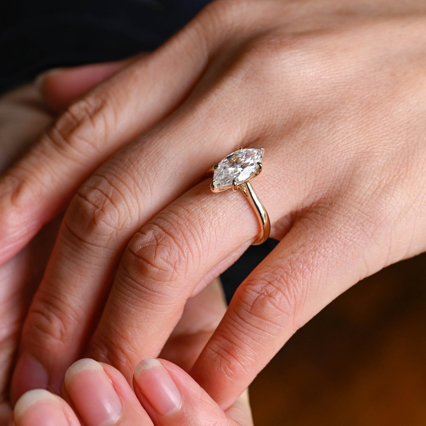 3.0 CT Marquise Cut Solitaire Moissanite Engagement Ring