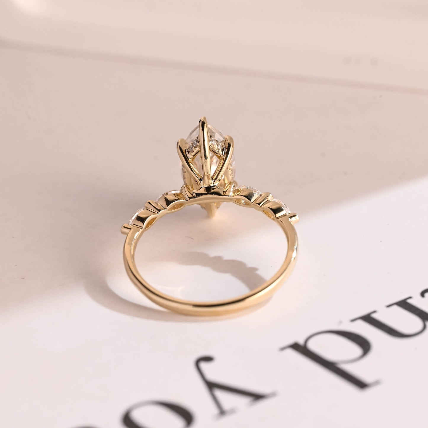 3 CT Marquise Cut Hidden Halo Moissanite Engagement Ring