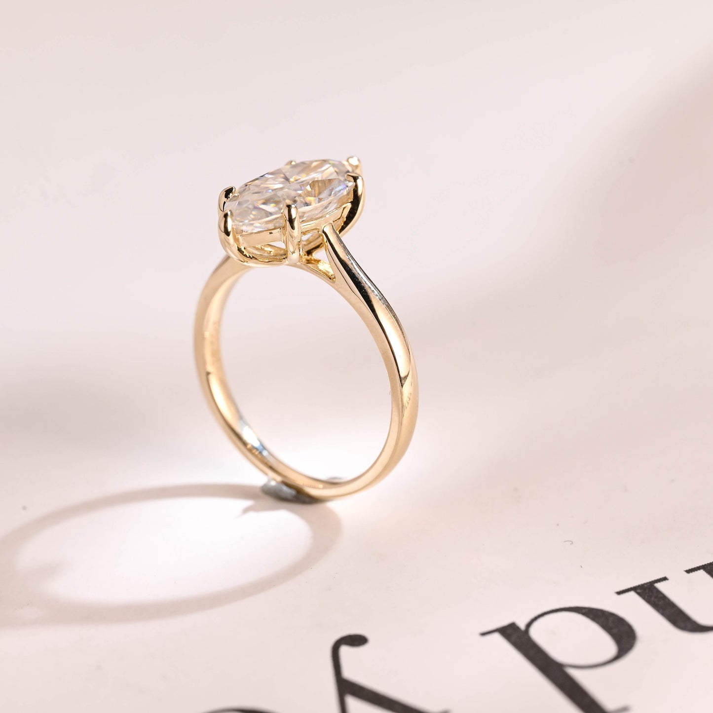 3.0 CT Marquise Cut Solitaire Moissanite Engagement Ring