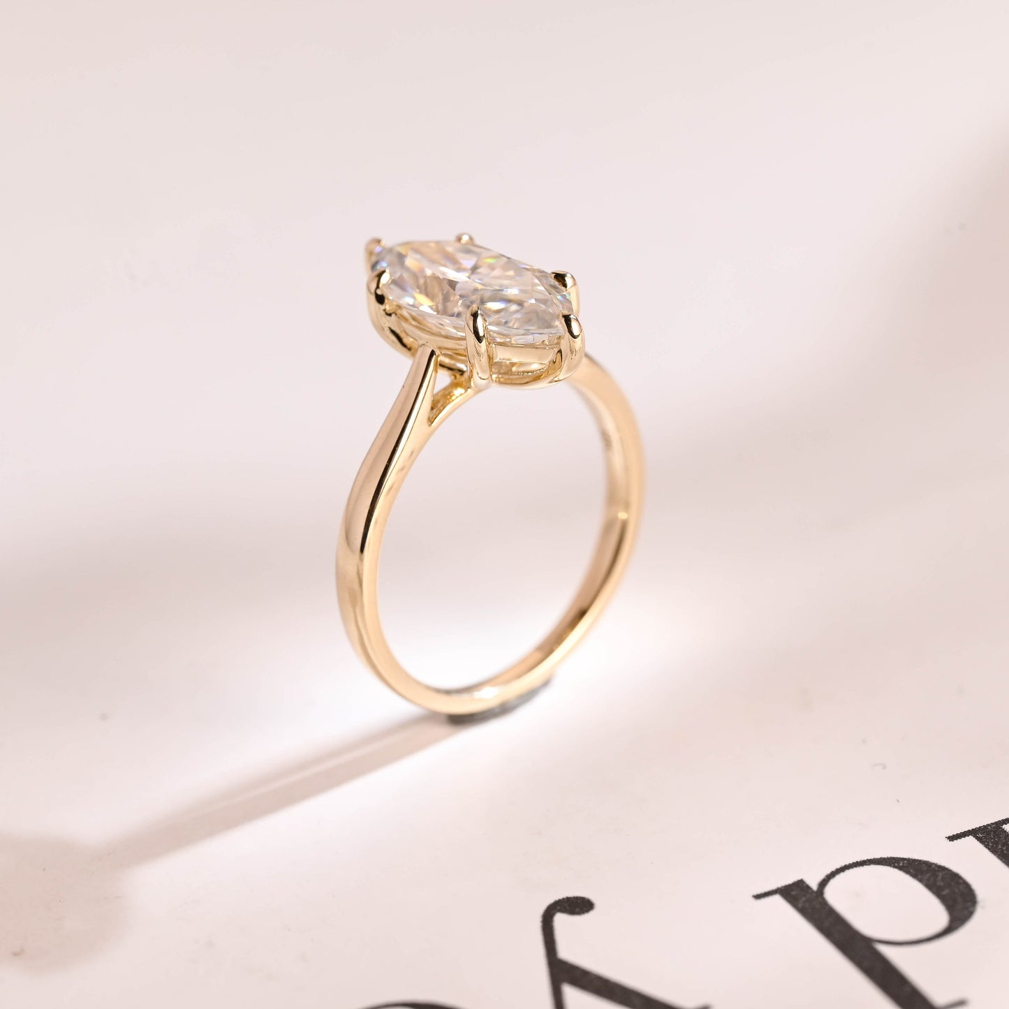 3.0 CT Marquise Cut Solitaire Moissanite Engagement Ring