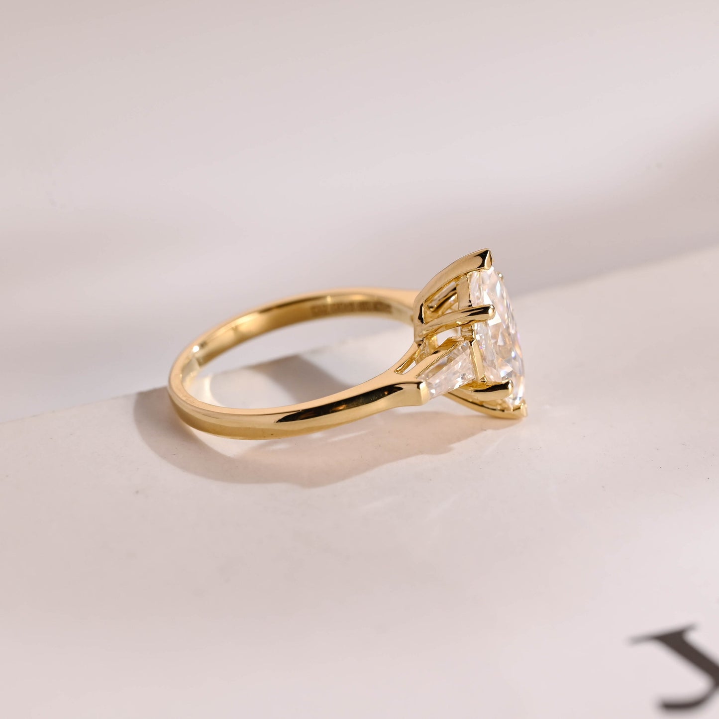 2.5 CT Marquise Cut Three Stone Moissanite Engagement Ring
