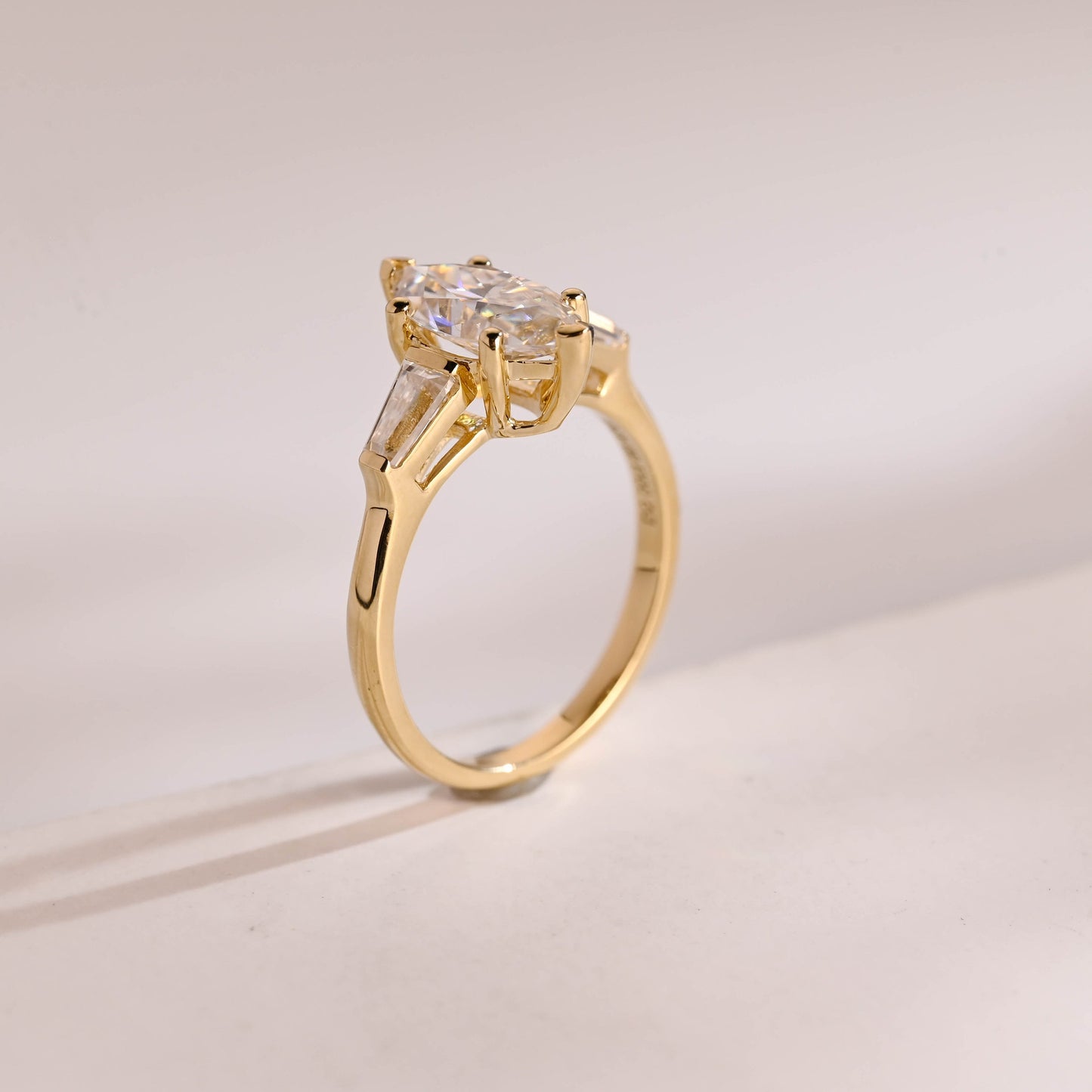 2.5 CT Marquise Cut Three Stone Moissanite Engagement Ring