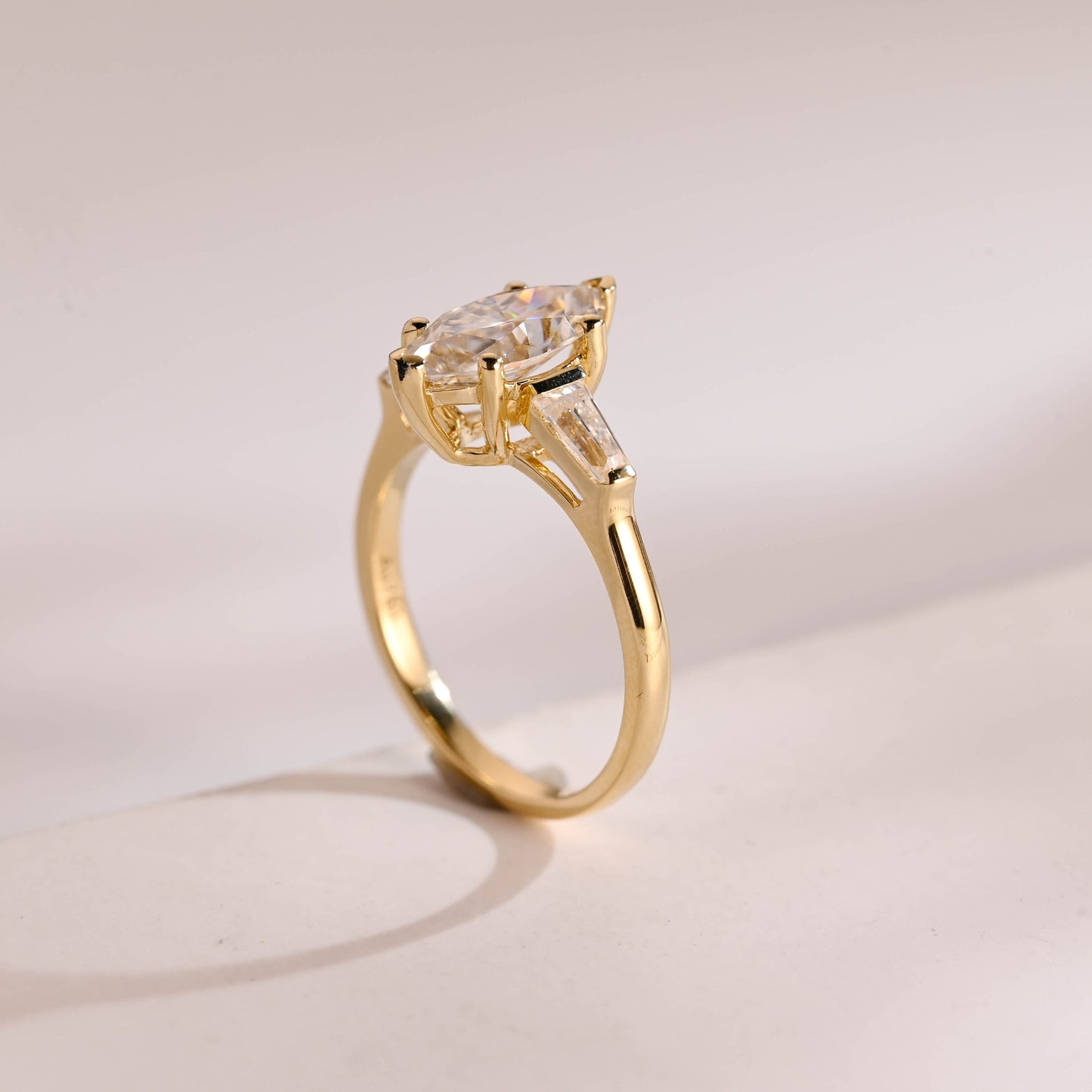 2.5 CT Marquise Cut Three Stone Moissanite Engagement Ring