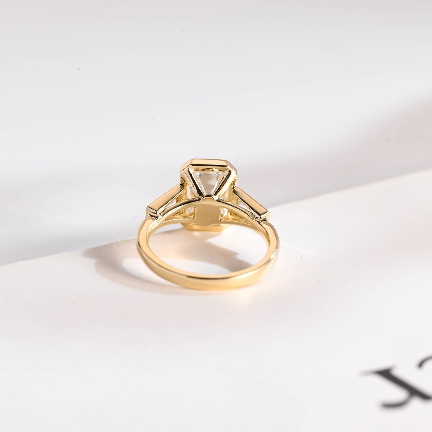 2.0 CT Emerald Cut Three Stone Moissanite Engagement Ring