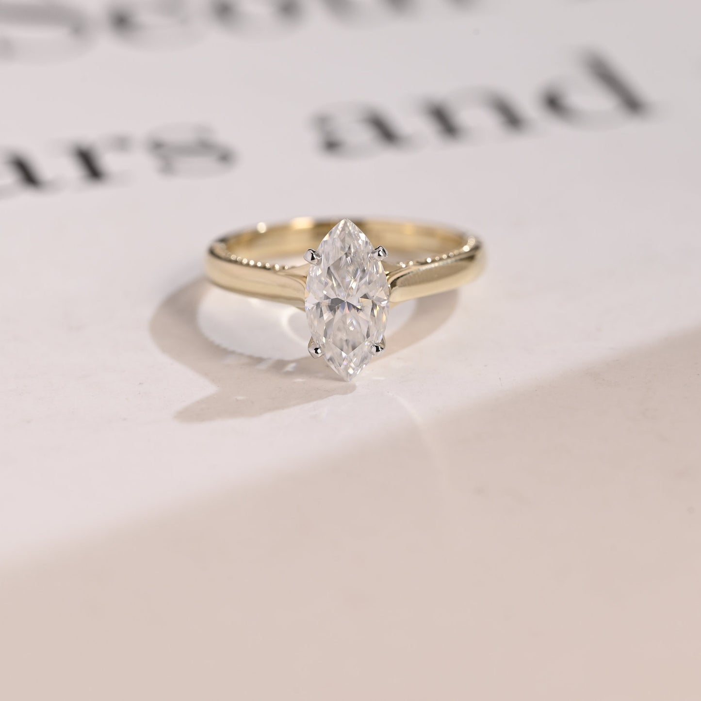 2.0 CT Marquise Cut Solitaire Moissanite Engagement Ring