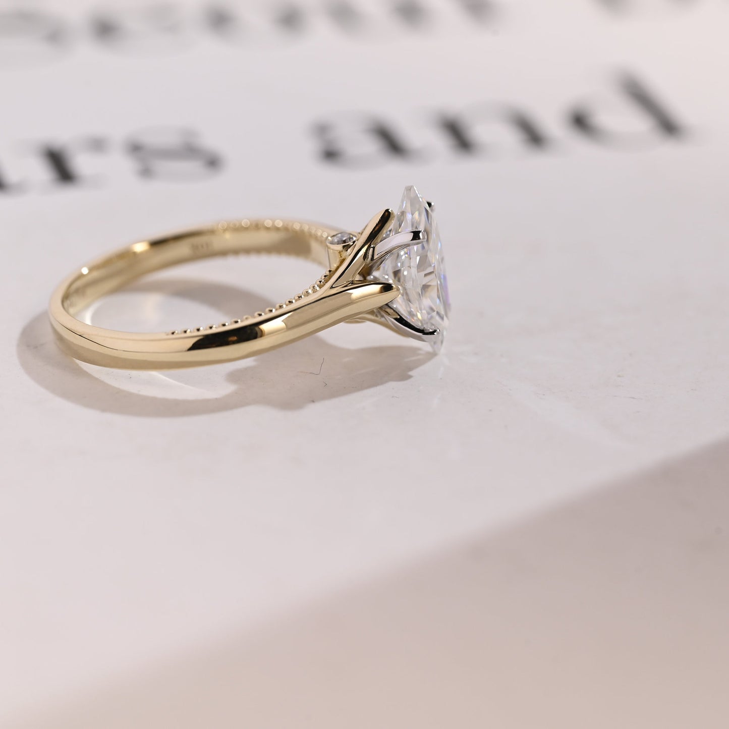 2.0 CT Marquise Cut Solitaire Moissanite Engagement Ring