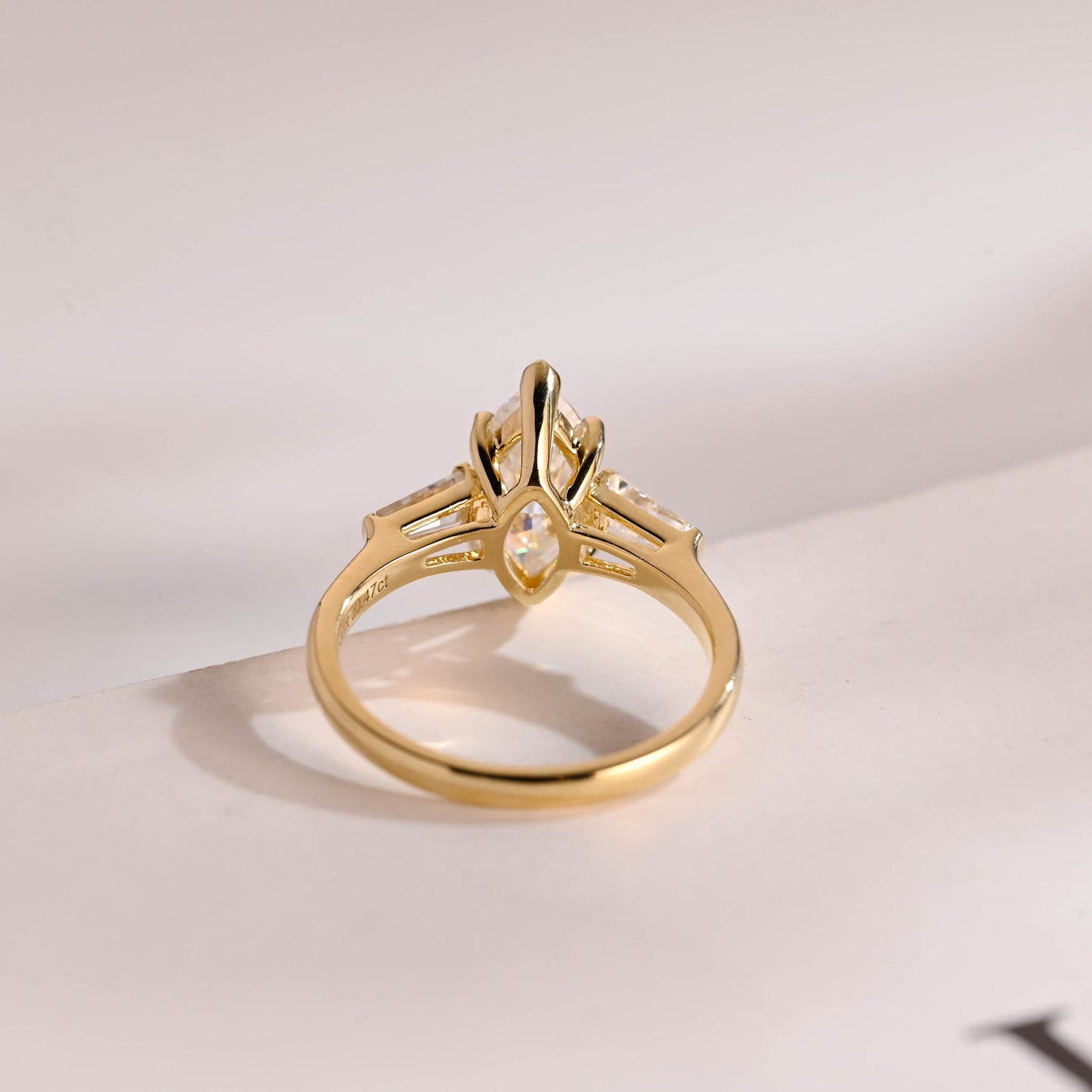 2.5 CT Marquise Cut Three Stone Moissanite Engagement Ring