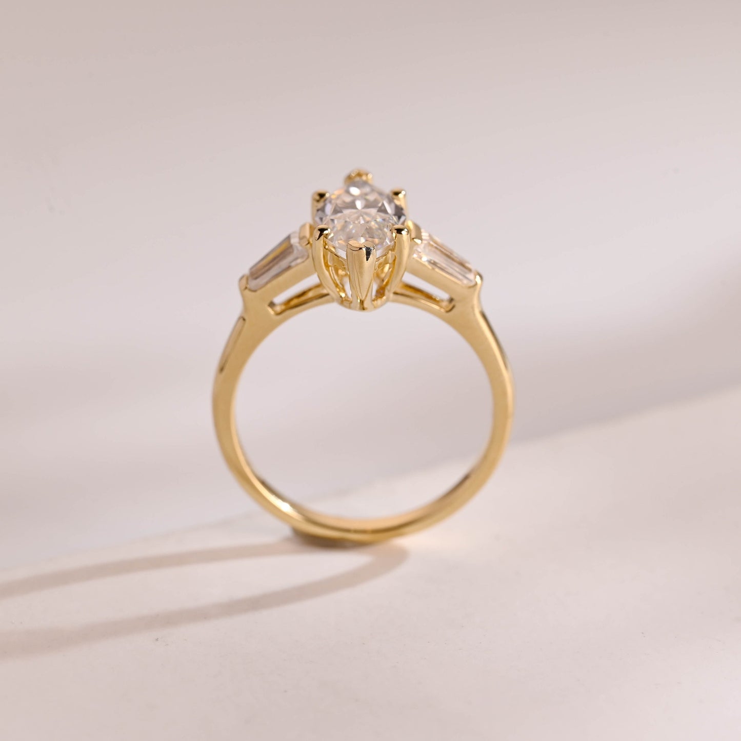2.5 CT Marquise Cut Three Stone Moissanite Engagement Ring