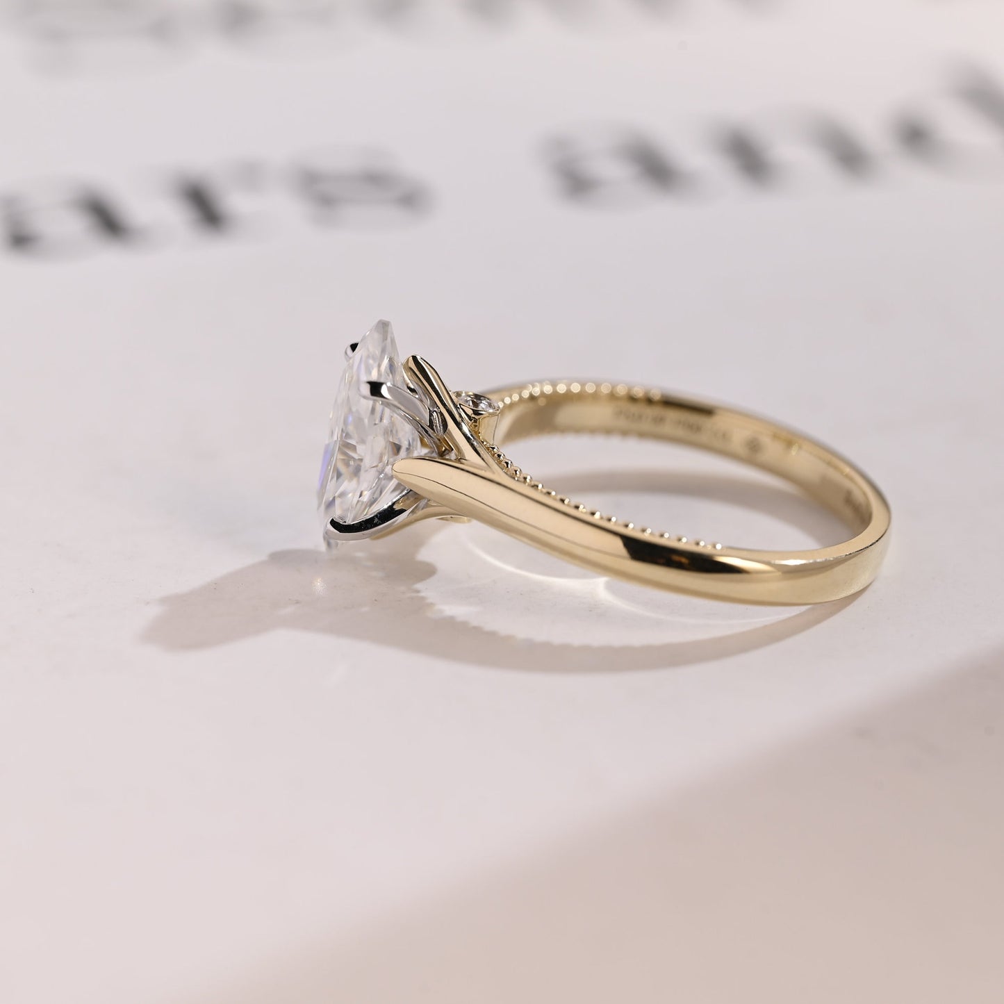 2.0 CT Marquise Cut Solitaire Moissanite Engagement Ring