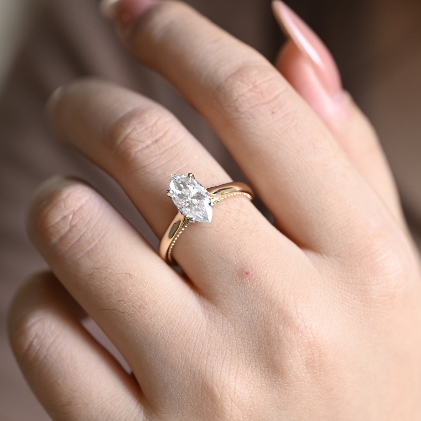 2.0 CT Marquise Cut Solitaire Moissanite Engagement Ring