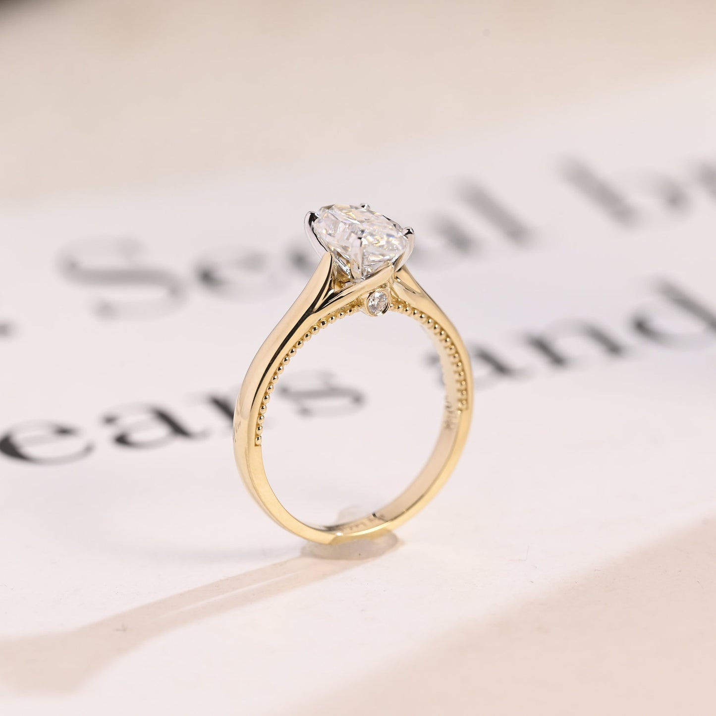 2.0 CT Marquise Cut Solitaire Moissanite Engagement Ring
