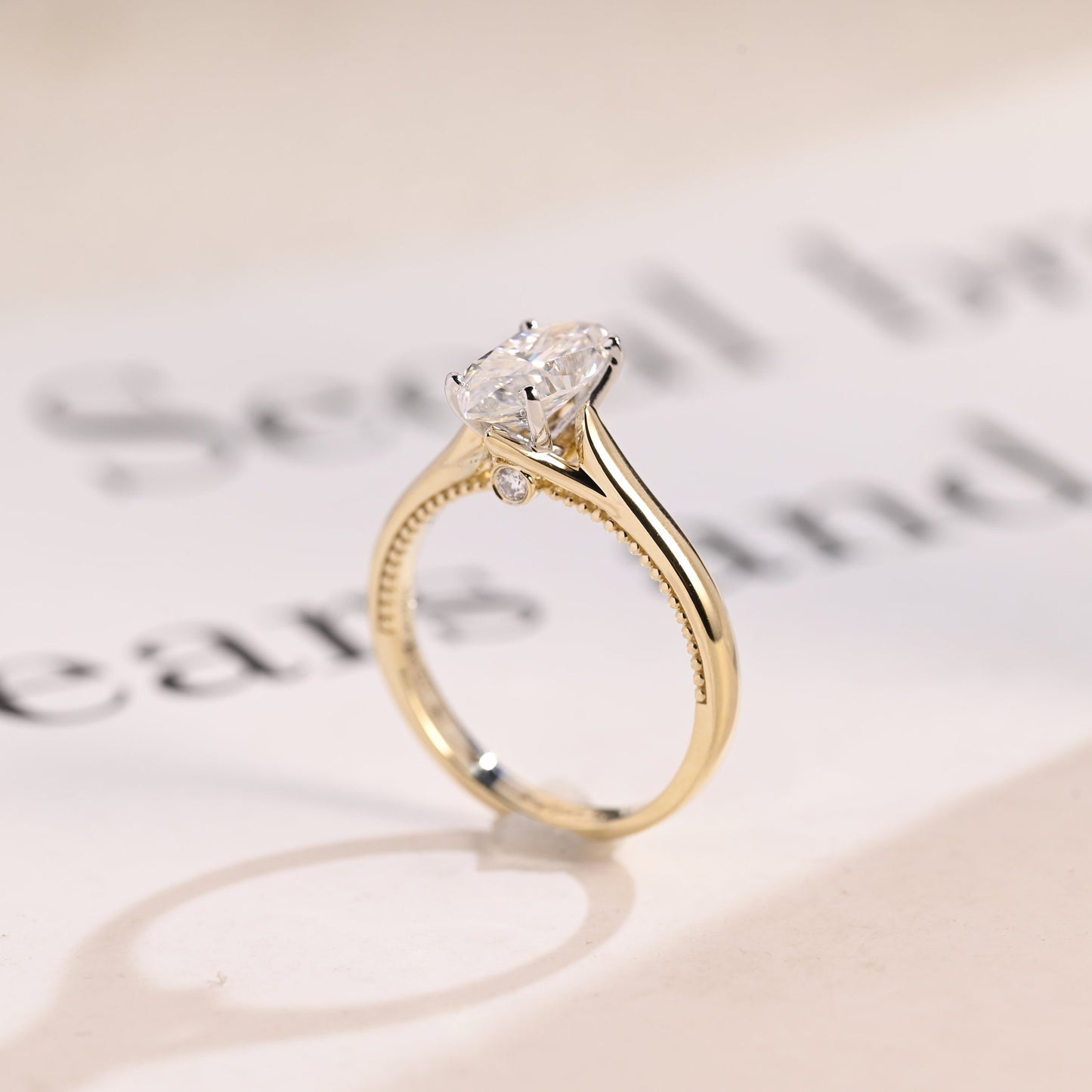 2.0 CT Marquise Cut Solitaire Moissanite Engagement Ring