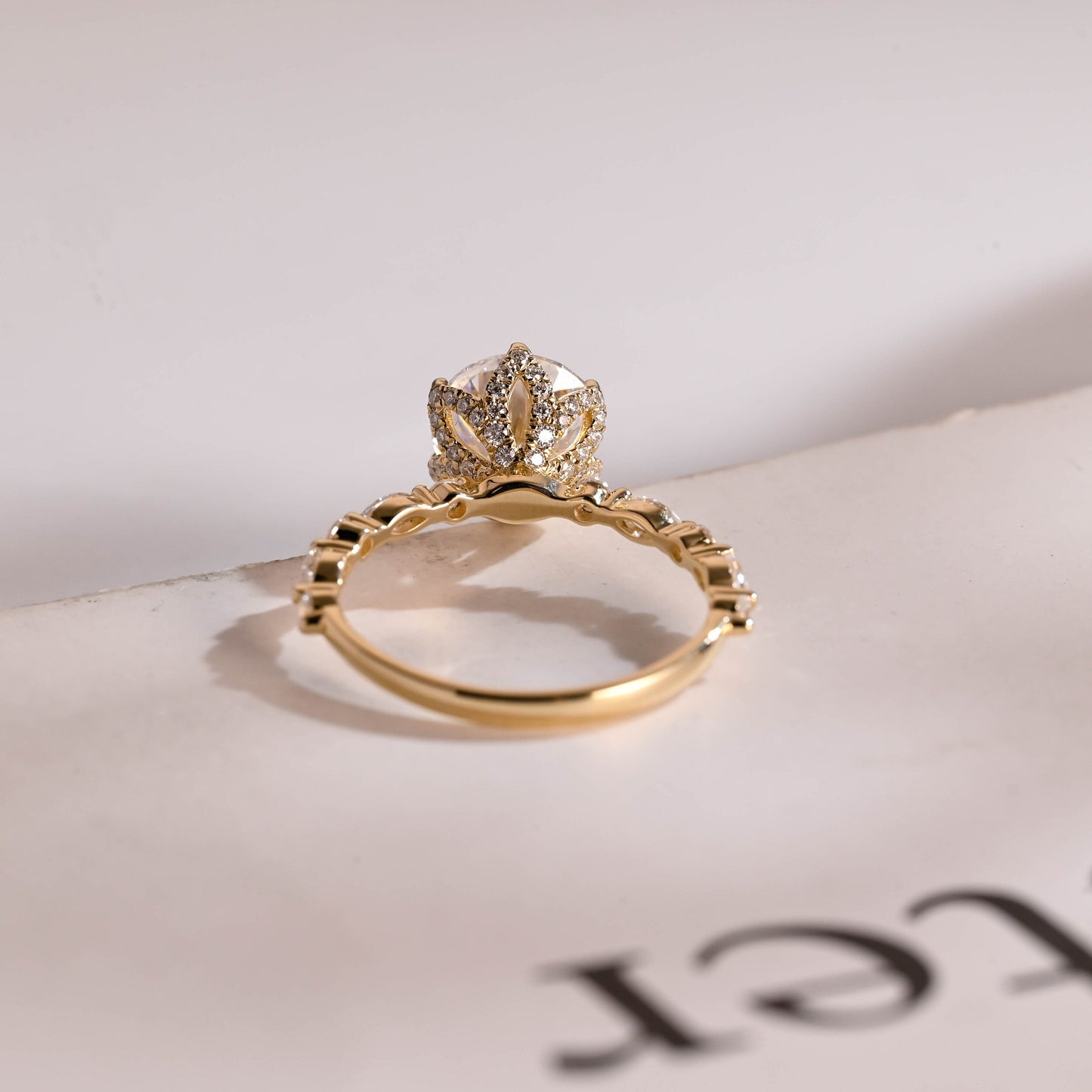 3.0 CT Round Cut Pave Moissanite Engagement Ring