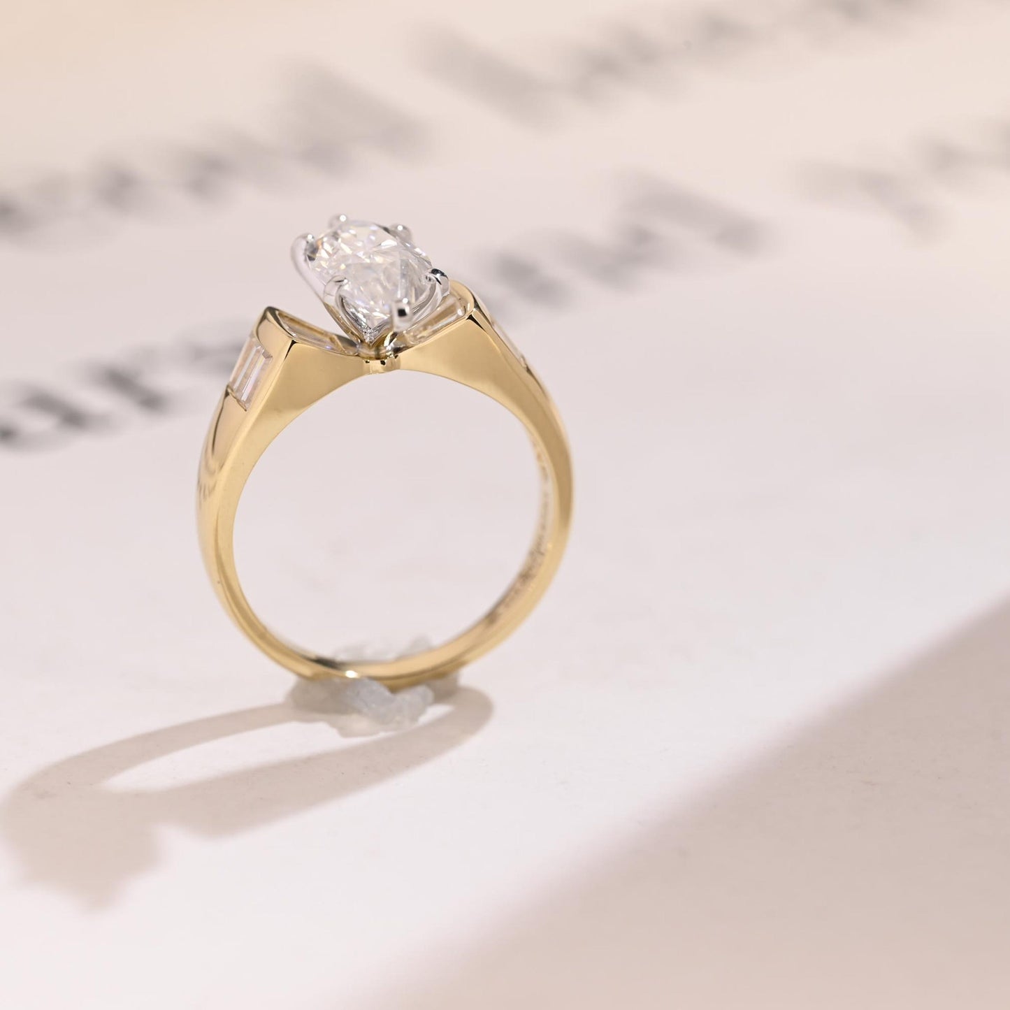 3 CT Marquise Cut Unique Wide Band Moissanite Engagement Ring