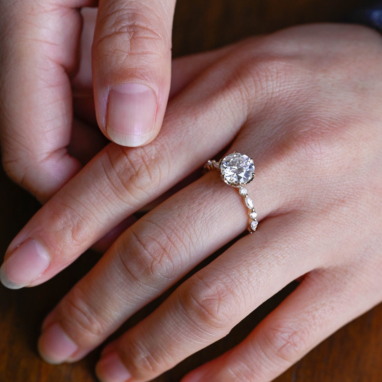 3.0 CT Round Cut Pave Moissanite Engagement Ring
