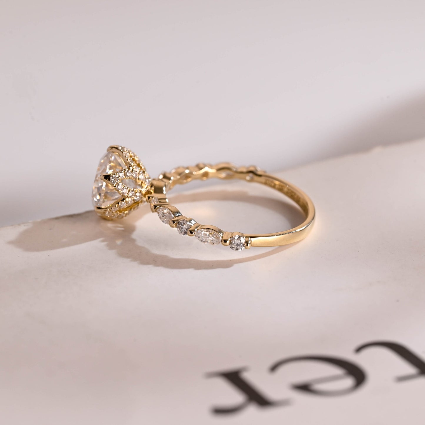 3.0 CT Round Cut Pave Moissanite Engagement Ring