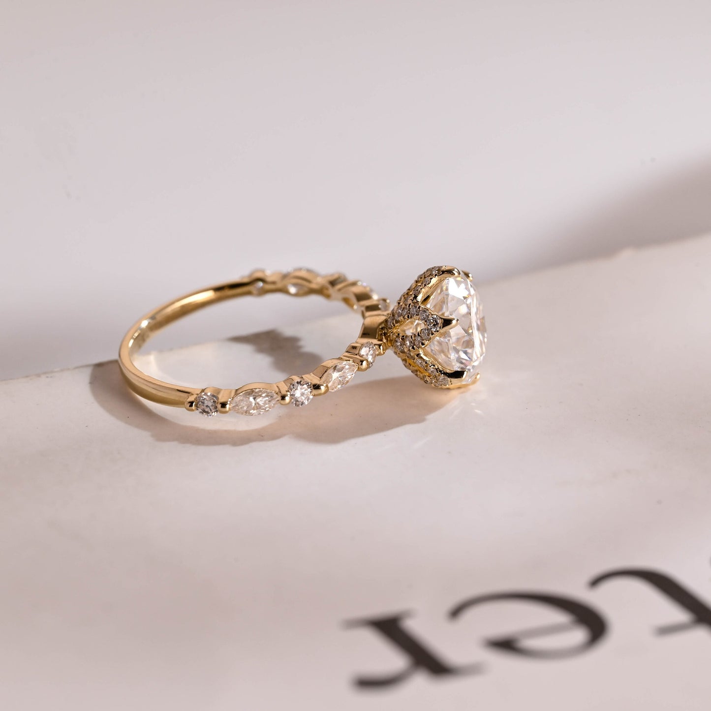 3.0 CT Round Cut Pave Moissanite Engagement Ring