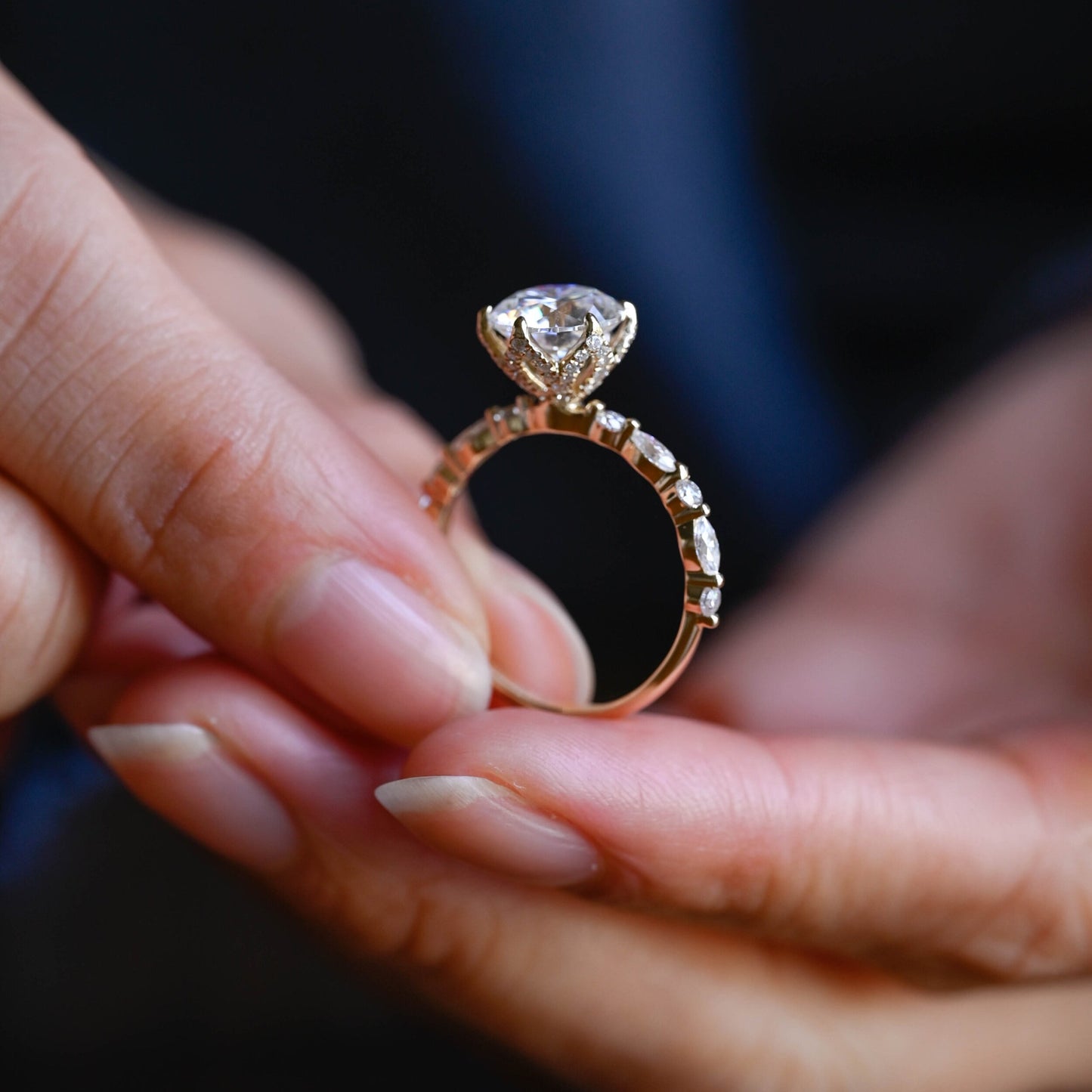 3.0 CT Round Cut Pave Moissanite Engagement Ring