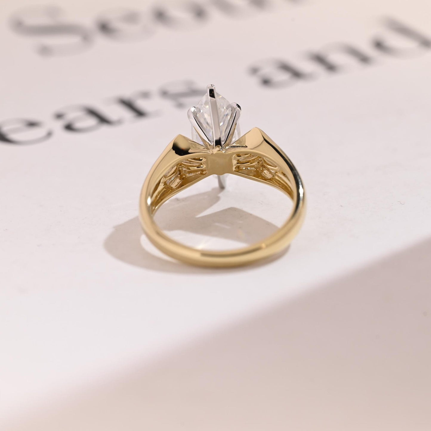 3 CT Marquise Cut Unique Wide Band Moissanite Engagement Ring